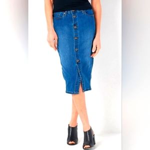 All Worthy Denim Button Front Skirt